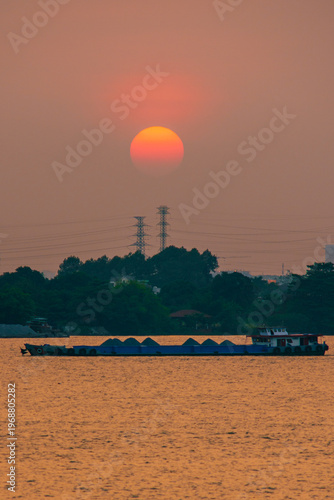 sunset over the river