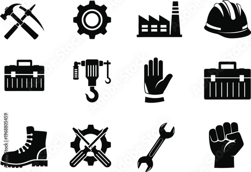 Celebrating labor day icons representing american workers trades industry and the dignity of labor