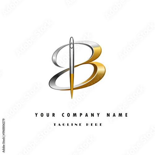 Letter B Sewing Needle Metallic Logo