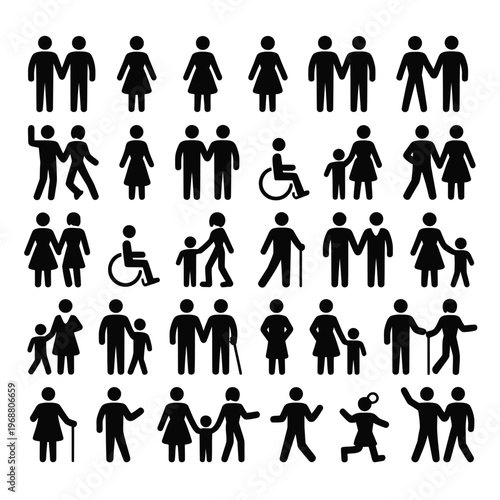 Diverse Inclusive Pictograms of People in Various Situations