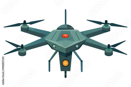 Reconnaissance hexacopter hovering with sensor in studio setting