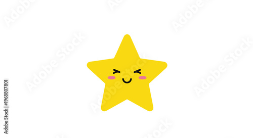 Adorable cartoon yellow star with a cute smiling face and pink cheeks brings joy and happiness to any creative project.