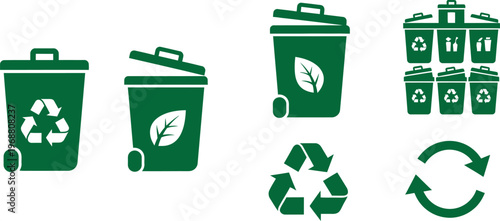 Recycling bins and symbols a collection of waste management icons