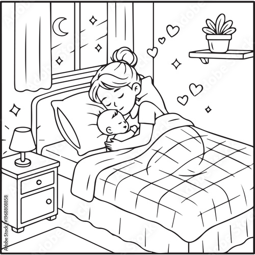 Cozy Moms Cute Coloring pages