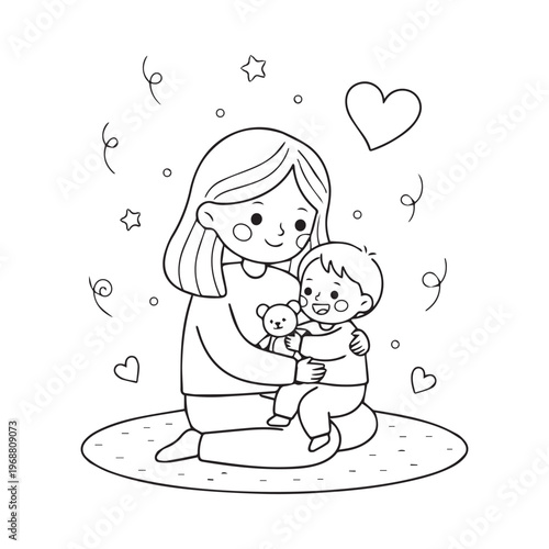 Cozy Moms Cute Coloring pages