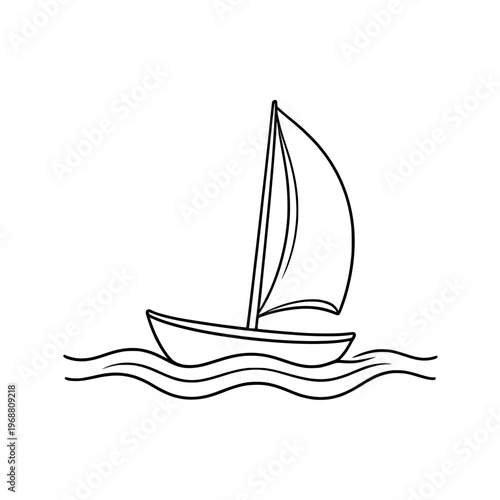 black outline of sailboat on waves