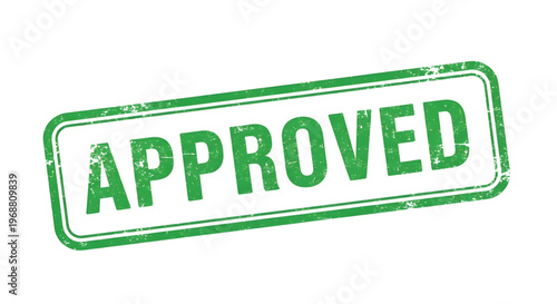 Approved stamp green ink isolated on transparent. 