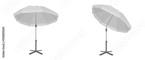 outdoor parasol with different angle vector illustration isolated on white background.