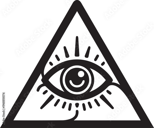 Mystical providence eye symbol inside triangle for occult philosophy.