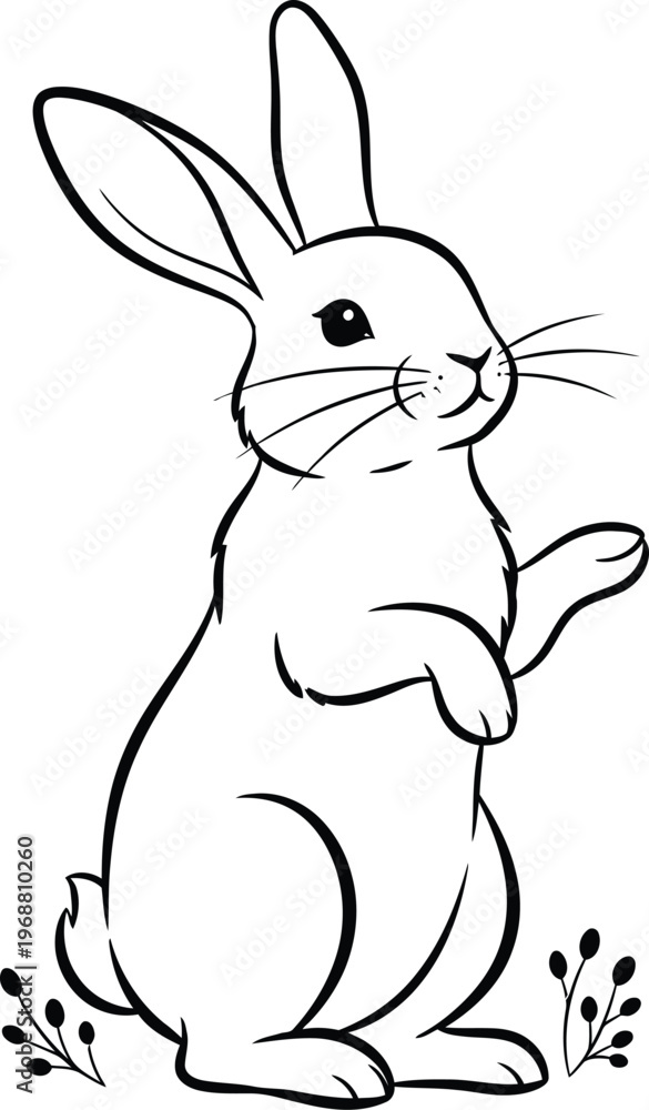 Obraz premium Cute standing bunny rabbit vector illustration for spring theme