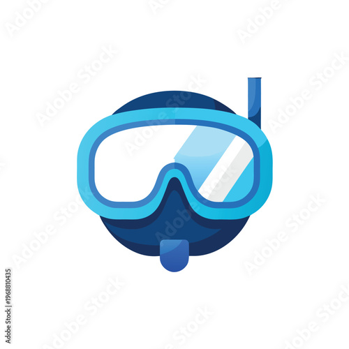 Blue diving mask with snorkel flat icon design isolated on white background summer activity