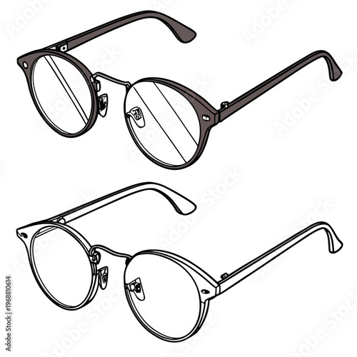 A pair of black and silver metal framed eyeglasses