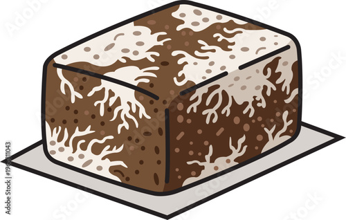 Substrate Block With White Mycelium Growth for Mushroom Cultivation and Indoor Fungi Farming