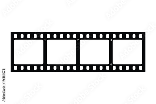 Black and White Film Strip with Two Frames and Perforations