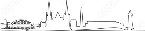 Newcastle of Australia landmark skyline - continuous one line drawing. one line art icon drawing vector