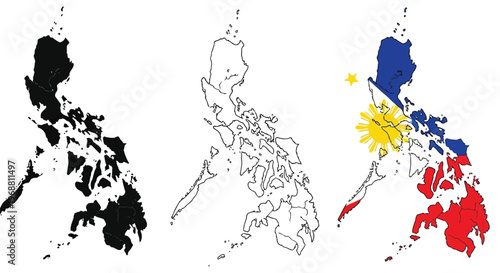 Regional political or administrative division map of the philippines with color-coded zones Vector