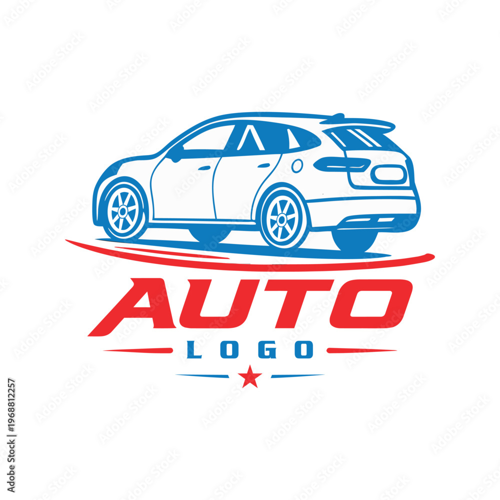 Obraz premium Auto Car Logo Modern Vehicle Automotive Blue Branding Transport Vector Design