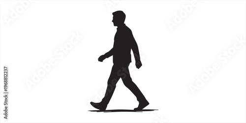 Silhouette of male adult climbing stairs. Vector retro hand drawn illustration