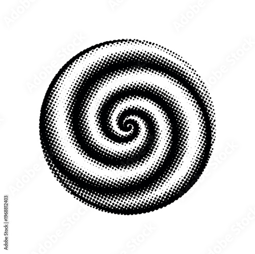 Esoteric Spiral Engraving. onOccult spiral symbol centered and isolated, hand-drawn spiral tightening inward
