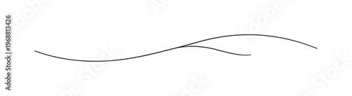 "Extended Gaze". Minimalistic one-line drawing a gentle horizontal line with subtle curvature inviting quiet