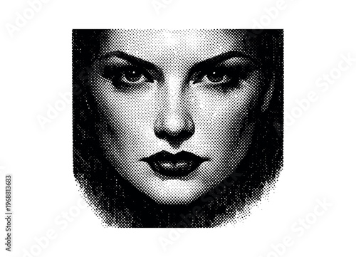 Close-up portrait cropped at the forehead and chin, black velvet backdrop forming a deep tonal void behind the