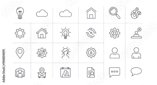 Set of hand-drawn icons for web and mobile applications, doodle style