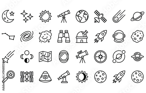 Astronomy and space science exploration symbols