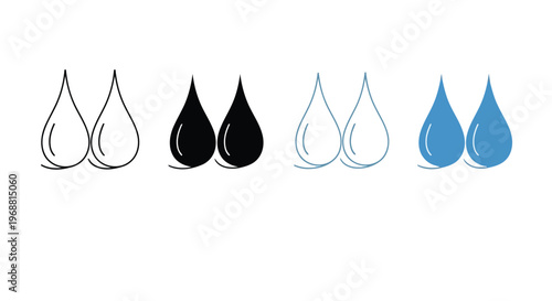 Visual representation of water states and purification stages through droplet illustrations Vector