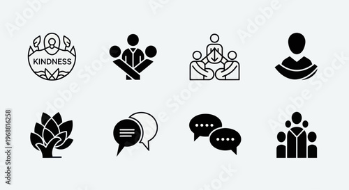 Set of Icons: Teamwork, Kindness, Communication, Community, Collaboration