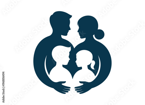 A loving family of four embracing each other in a heartwarming moment of unity and love