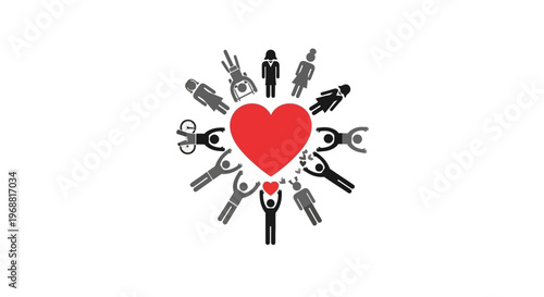 Heart surrounded by various tools.
