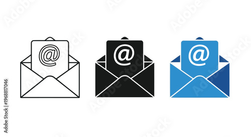 Evolution of email icons in various styles and colors Vector