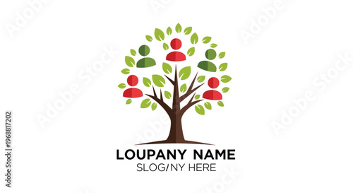 A tree with people and leaves logo.