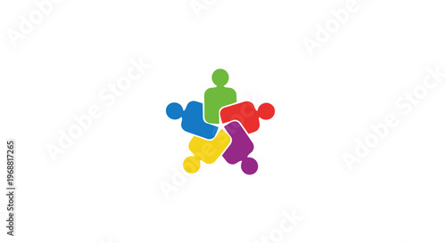 A group of colorful people holding hands in unity and cooperation.