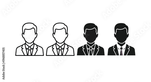 Four professional individuals depicted in formal attire with varying head styles Vector