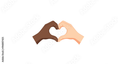 Diverse hands forming a heart symbol.
