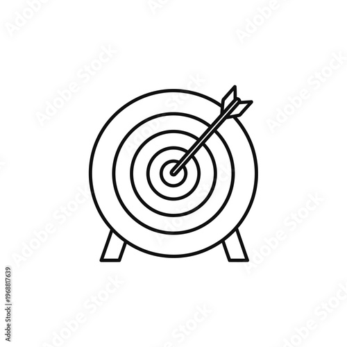 Black and white line art illustration of a target with an arrow.