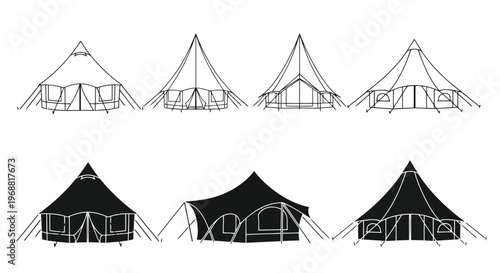 Evolution of tent structures from basic to complex designs Vector