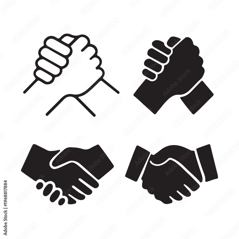 Fototapeta premium Business Handshake Icon Set Vector Art Illustration