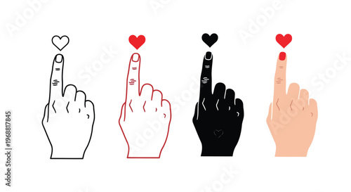 Diverse hand gestures representing love and affection through heart symbols Vector