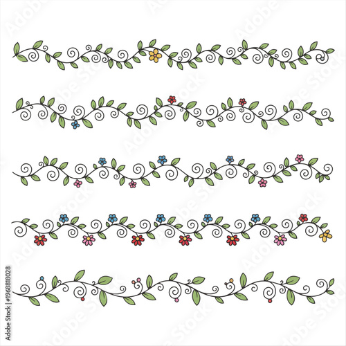 Hand-drawn Floral Vine Borders Collection
