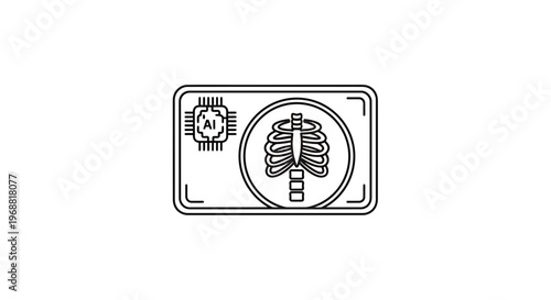 AI analyzing medical scan of human ribs, technology in healthcare concept