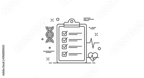 Medical Checklist Clipboard DNA EKG Heartbeat Science Health Care Concept