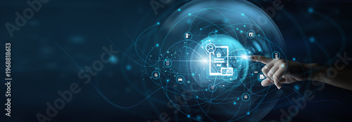 Fotografie Security specialist holding authentication screen