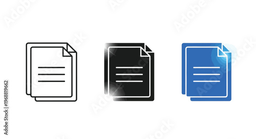 Three distinct document icons representing different file types or states Vector