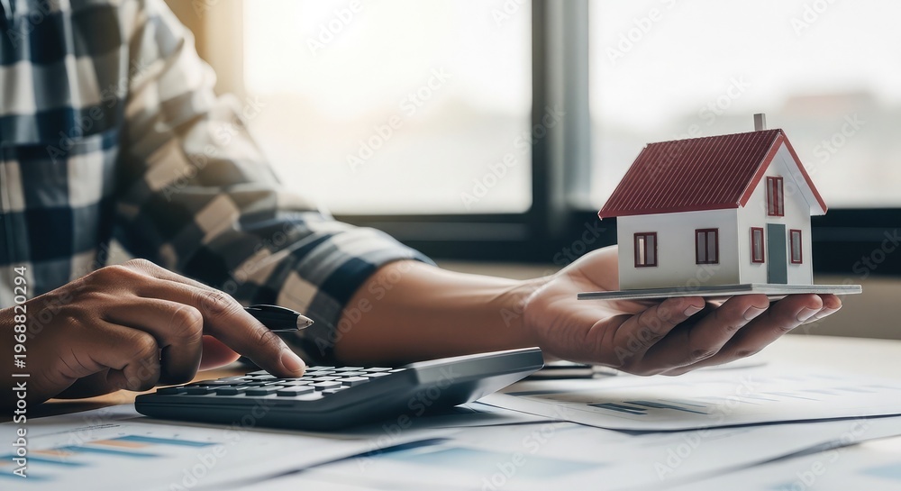 Fototapeta premium Financial planning for homeownership calculating costs and making informed decisions