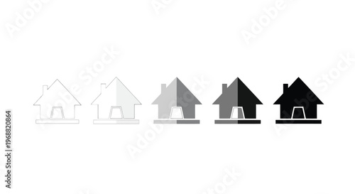 Gradual shading transformation of a house illustration from light to dark Vector