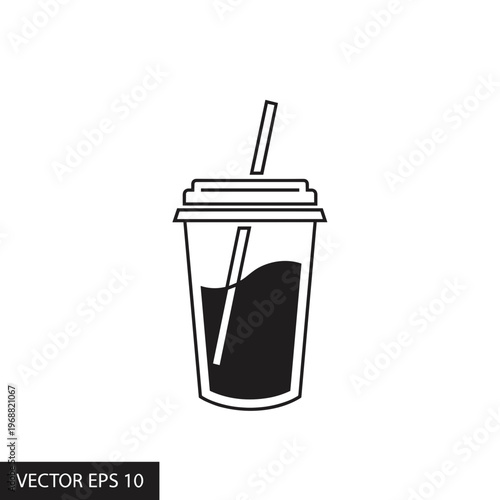 Black coffee in plastic cup.