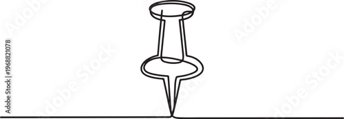 Push pin marker continuous one line drawing minimalist outline vector illustration. one line Icon drawing