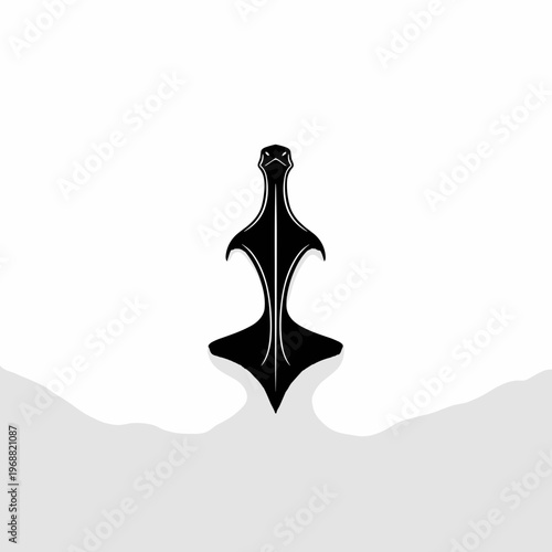 Black dagger with ornate handle.